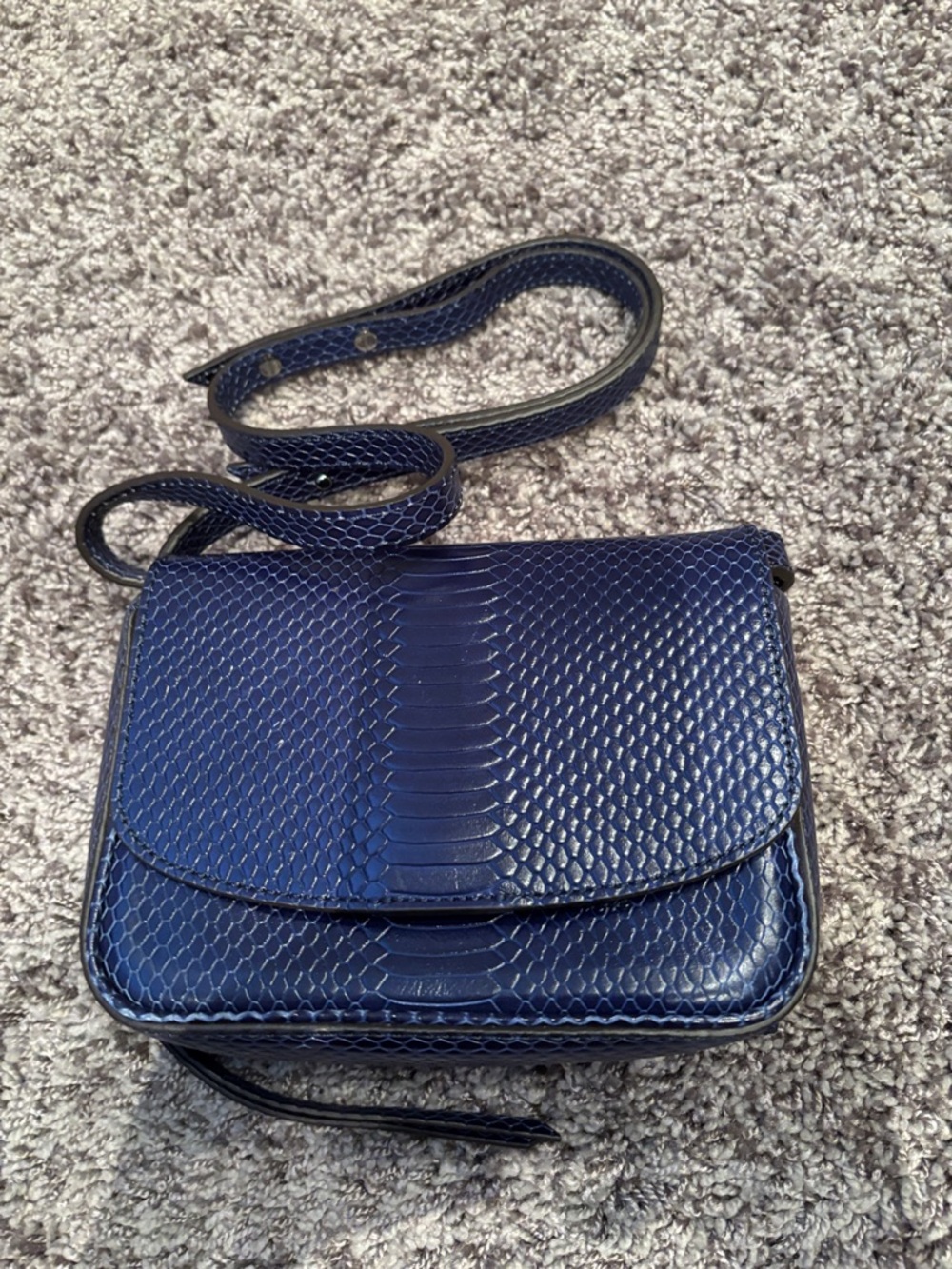 Banana Republic Navy Snake-Texture Crossbody Bag